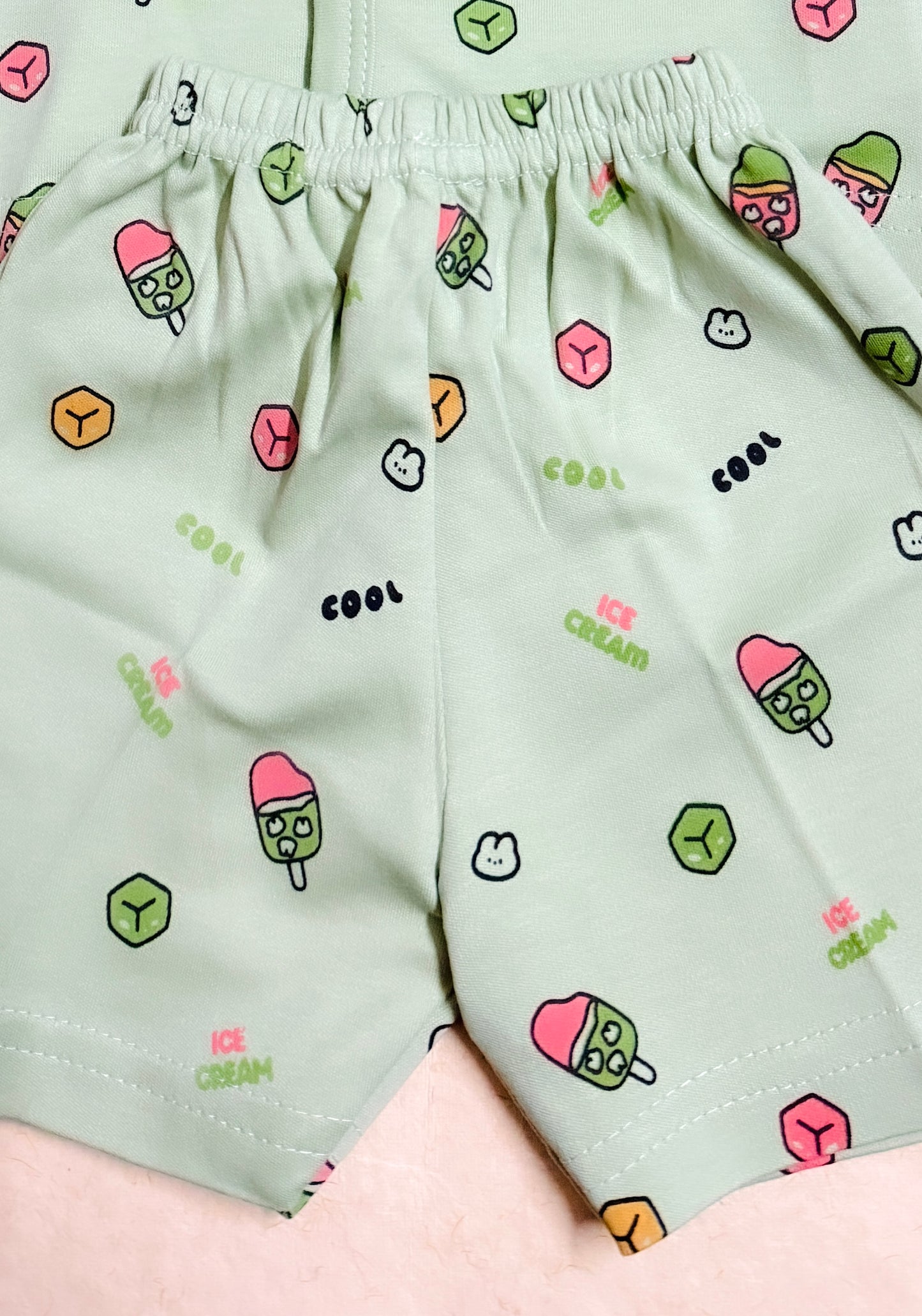 Mint Green Baby Summer Co-ord Set β Ice Cream Print (Size: 6β12 Months)