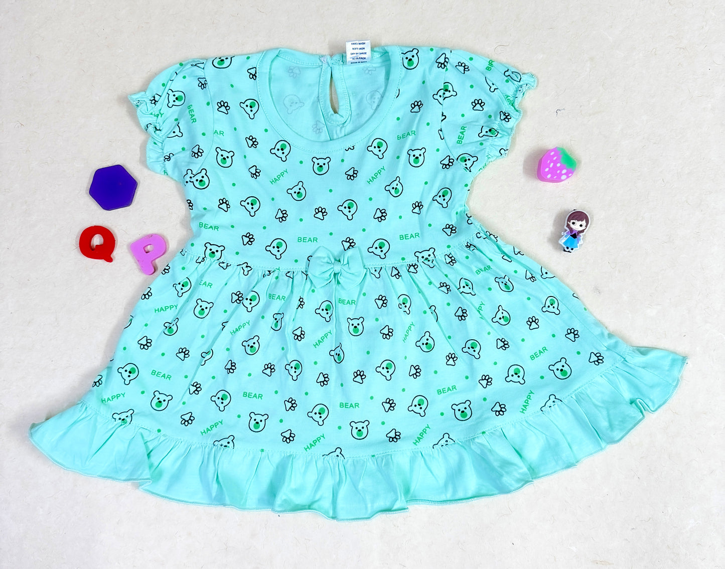 Aqua Blue Baby Girl Frock with Matching Bloomers – Size L (9–12 Months)