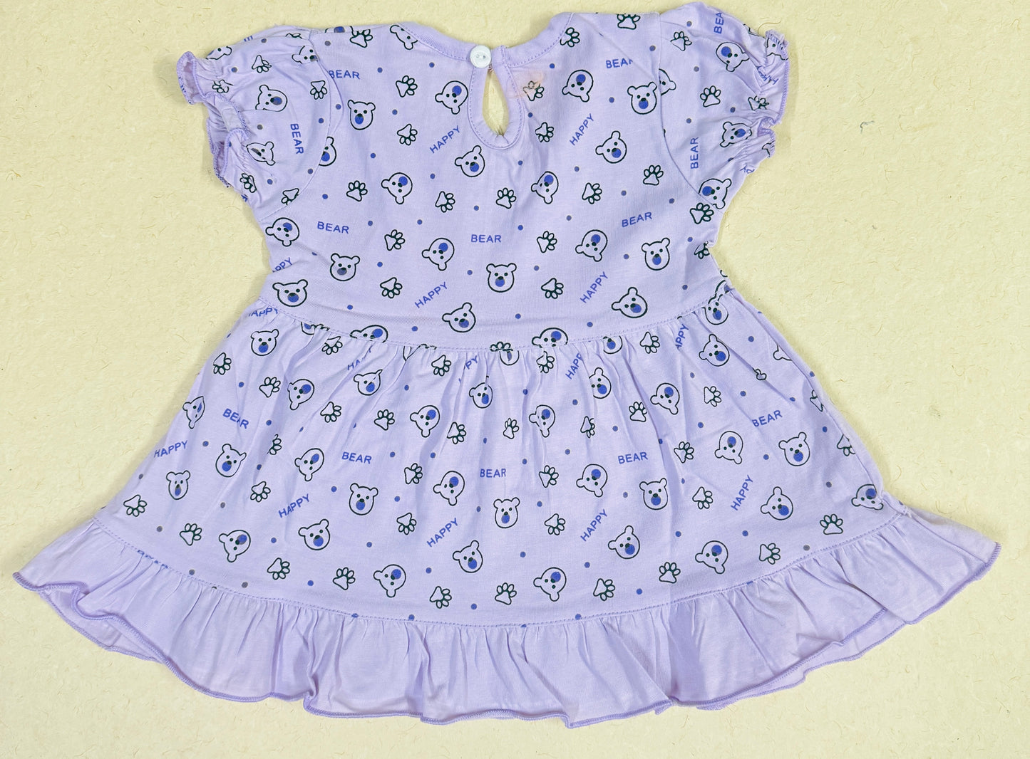 Lavender Bear Print Dress & Bloomer Set for Baby Girls ( 6-9) Months