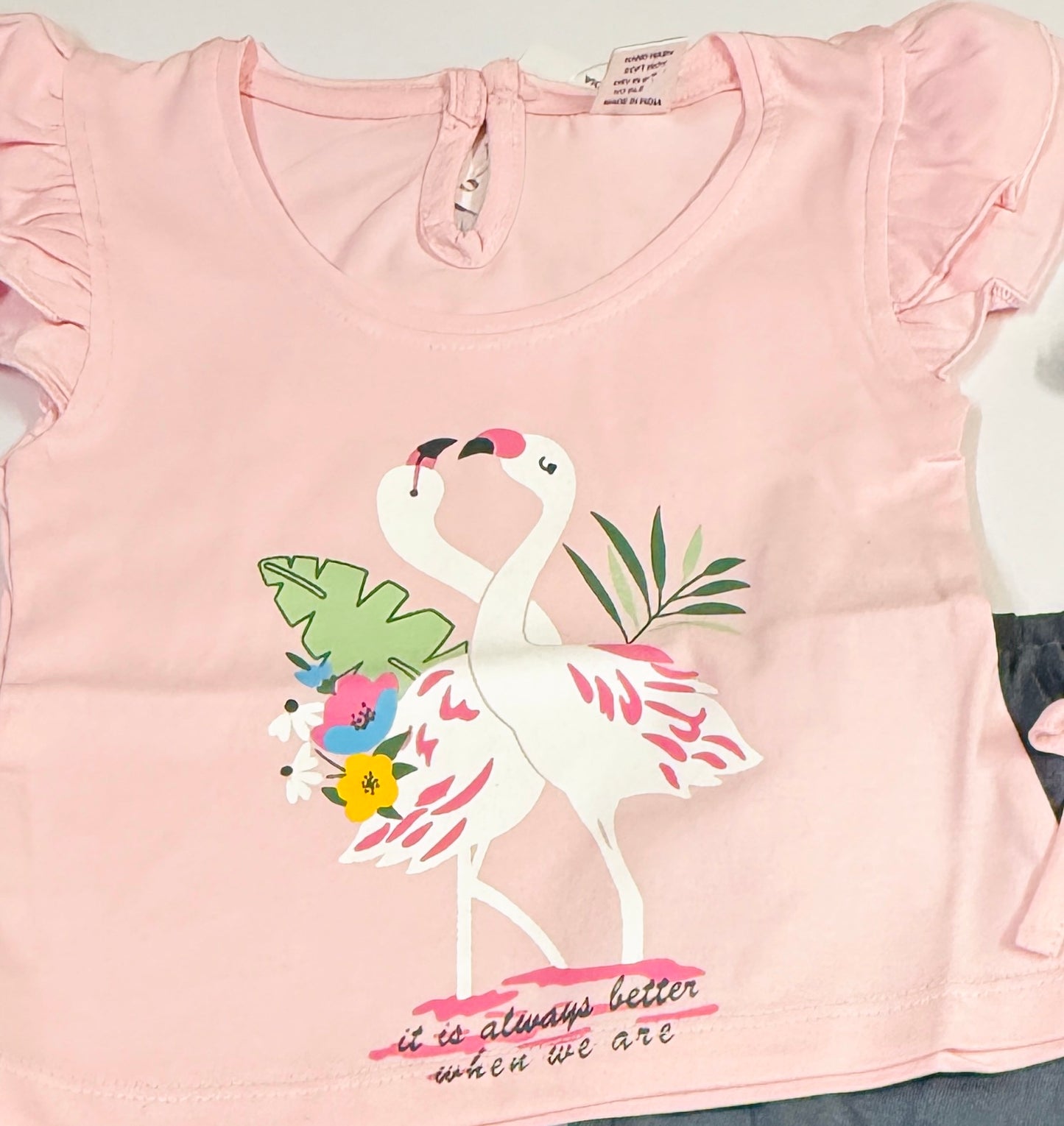 Pink Flamingo Baby Girl Summer Set – Size S (3–6 Months)