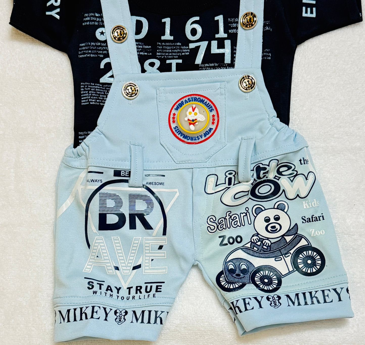 Baby Boy/Girl Little Cow Print Dungree Set