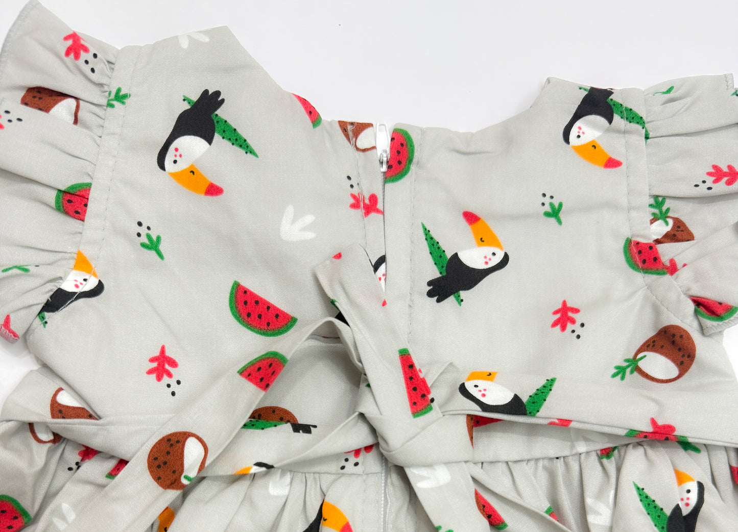 MINIHUG- FRUIT PRINTED GREY FROCK DRESS