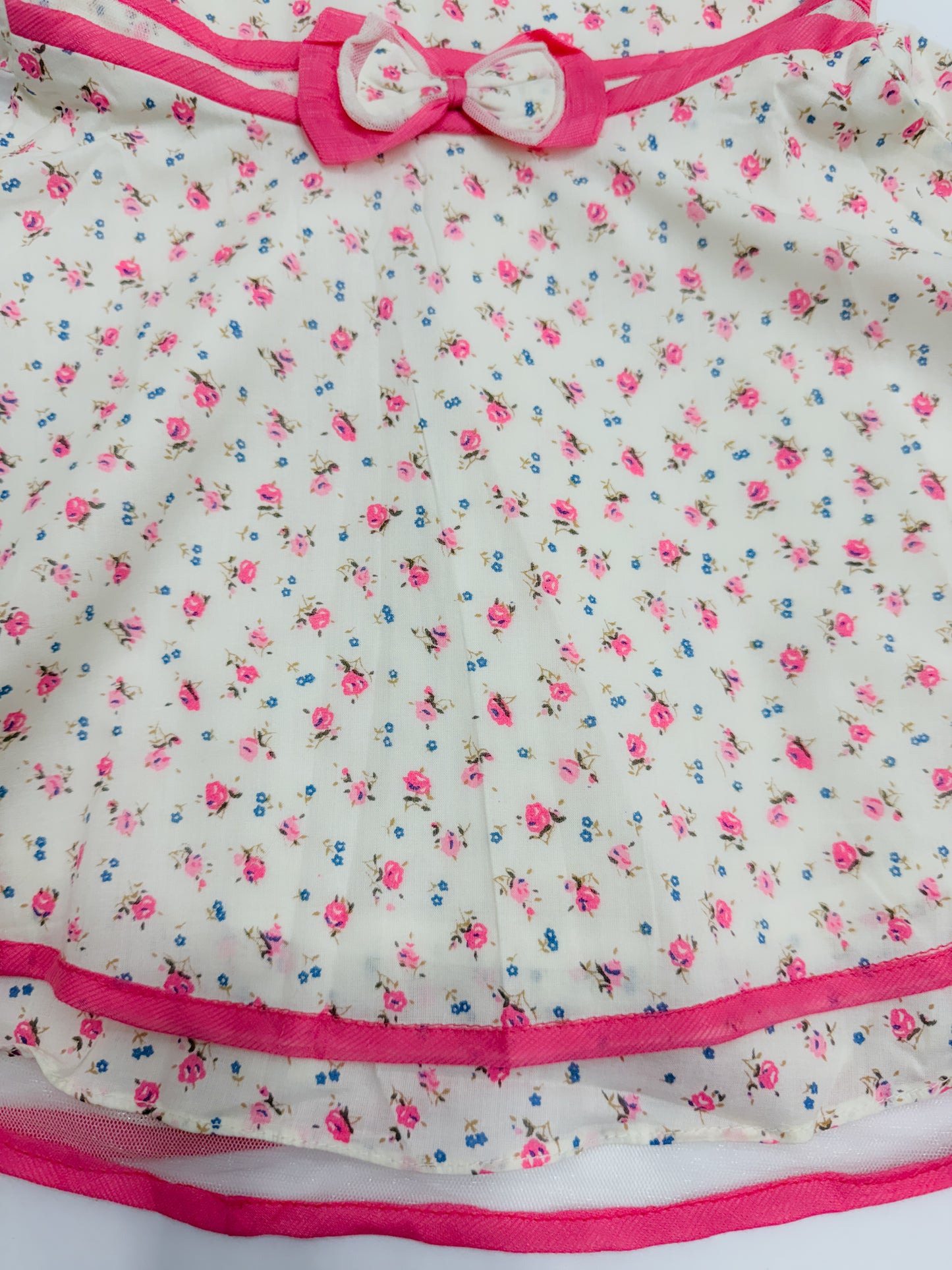 MINIHUG Floral Layered Baby Girl Frock with Pink Bow