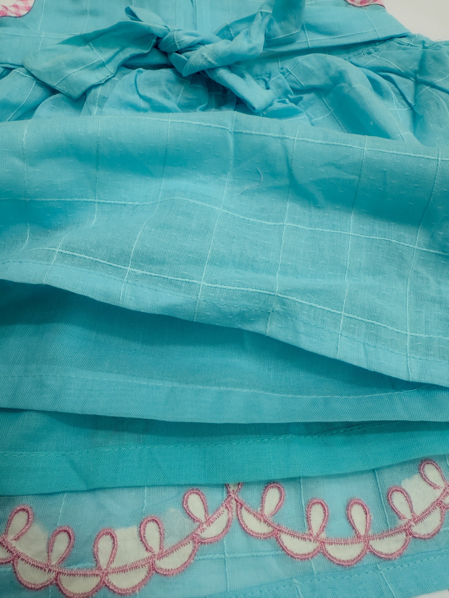 Floral Embroidery Sky Blue Baby Girl Frock