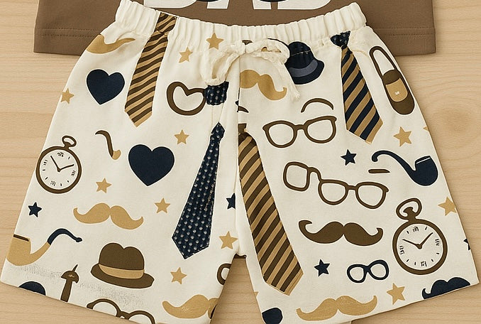 Mini Hug "World's Best Dad" Baby Boys' Printed Co-ord Set – Brown Edition