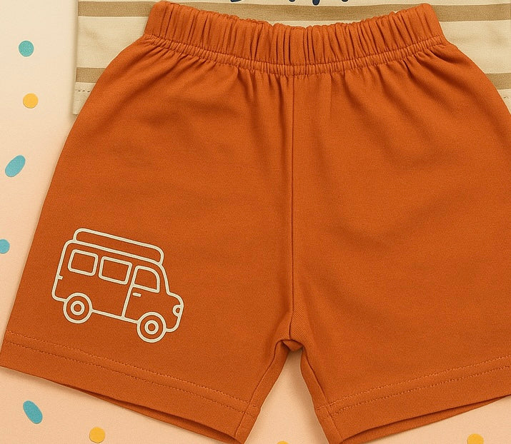 Mini Hug "Funny Day" Baby Boys' Co-ord Set β Beige & Orange Explorer Edition