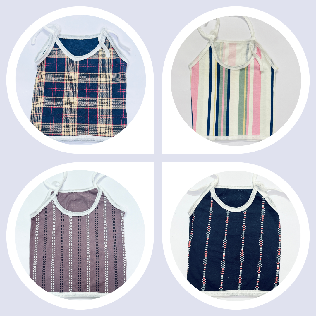 Mini Hug Girls Cotton Tie-Up Tops – Combo Pack of 4 (0–6 Months)