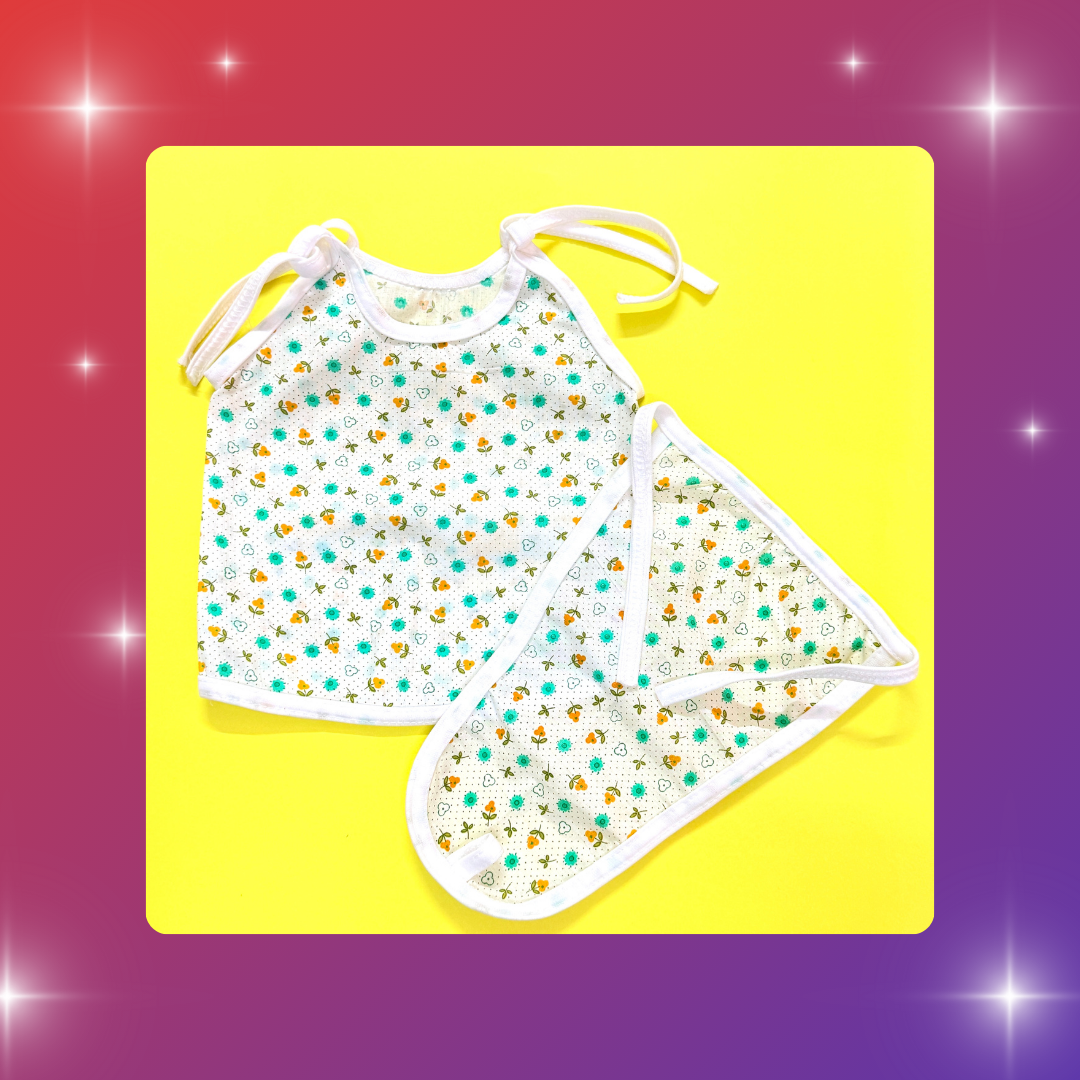 Combo Pack of 3 - Baby Cotton Nappy Tops with Tie-Up Sleeves (Unisex)