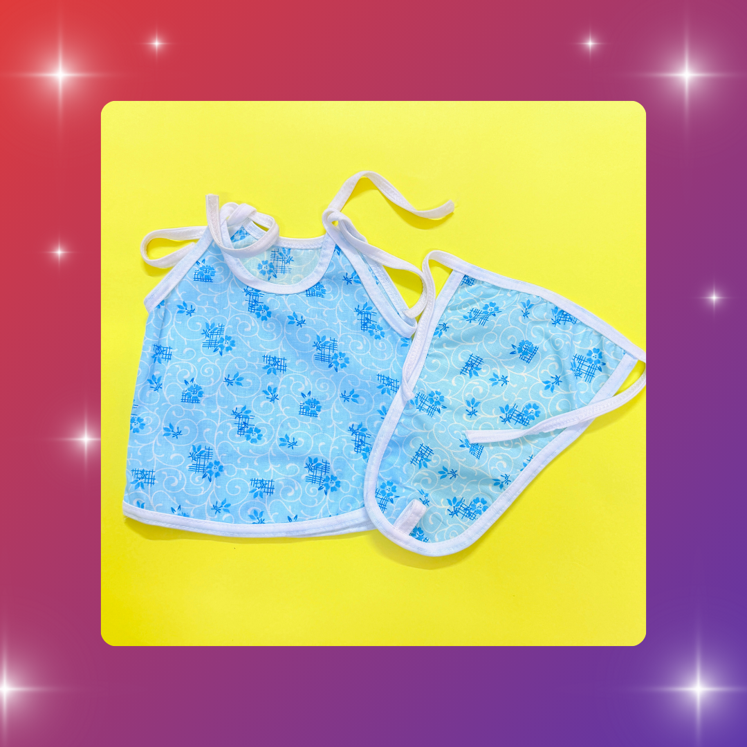 Combo Pack of 3 - Baby Cotton Nappy Tops with Tie-Up Sleeves (Unisex)