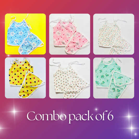 Premium Baby Cotton Vest & Nappy Combo – Set of 6 (0–3 Months)