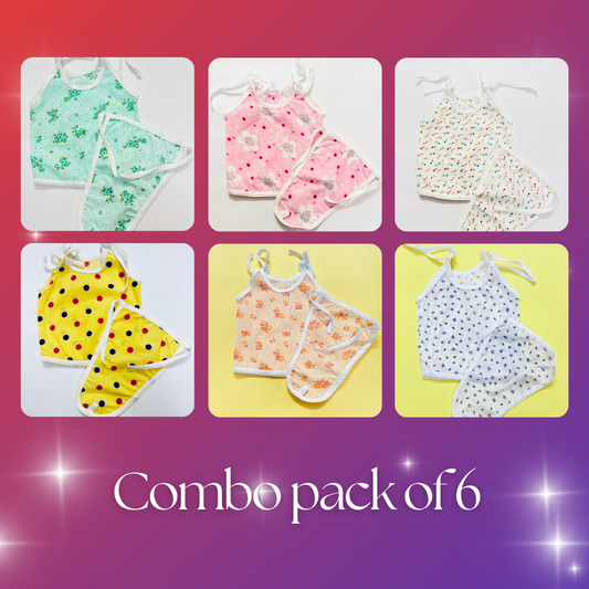 Baby Cotton Vest & Nappy Set – Combo Pack of 6 (0–3 Months)