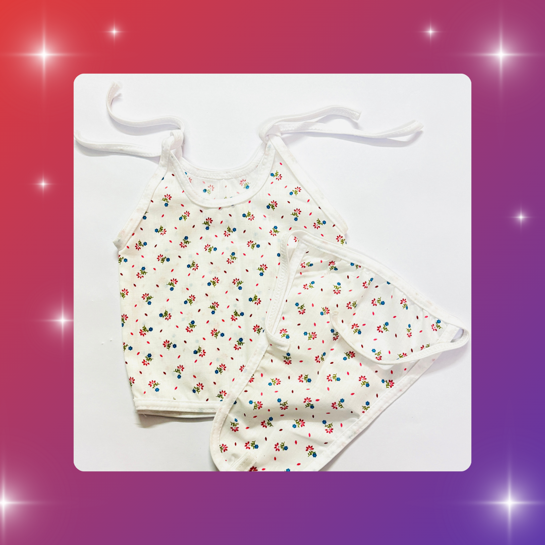 Premium Baby Cotton Vest & Nappy Combo – Set of 6 (0–3 Months)