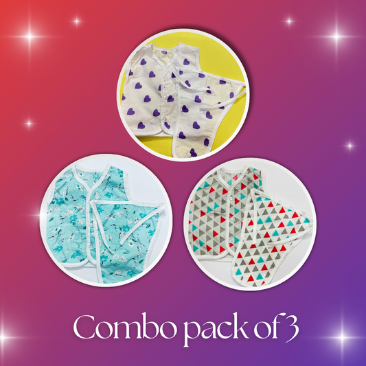 Adorable Baby Vest & Nappy Set – Combo Pack of 3 (0–6 Months)