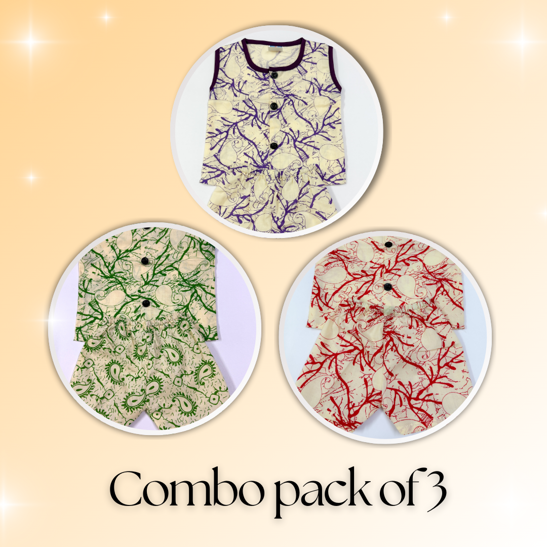 Unisex Baby Shorts & Sleeveless Vest Combo – Pack of 3