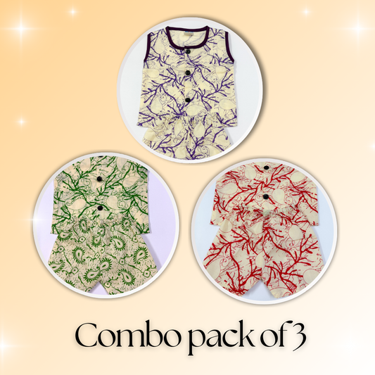 Unisex Baby Shorts & Sleeveless Vest Combo – Pack of 3