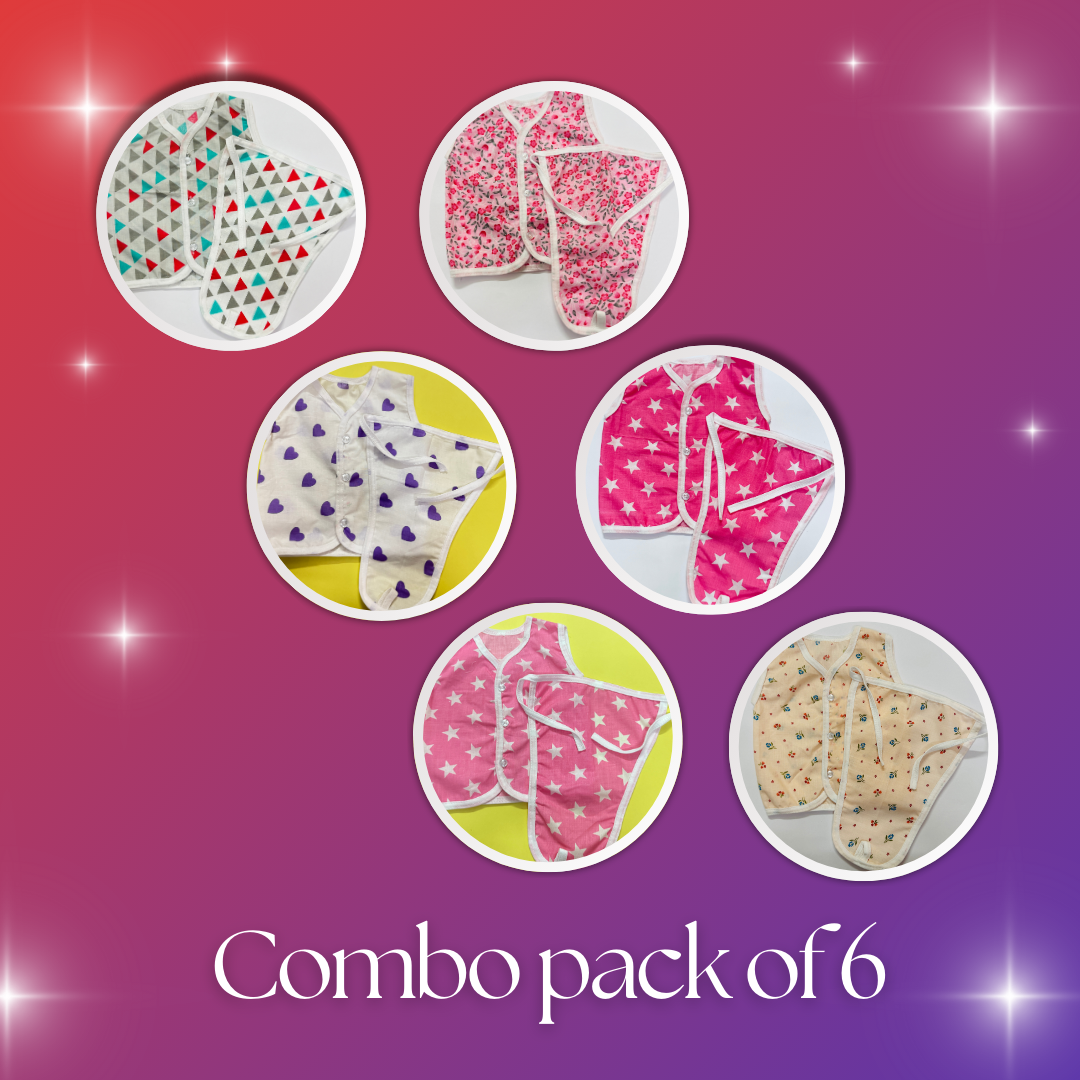 Combo Pack of 6 - Soft Cotton Reusable Baby Nappies with Cute Prints