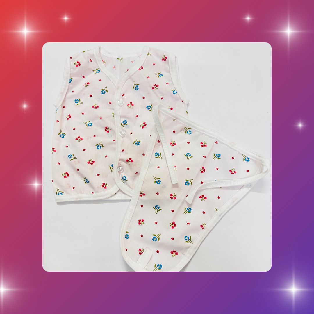 Soft Cotton Baby Vest & Nappy Combo – Pack of 3 (0–6 Months)