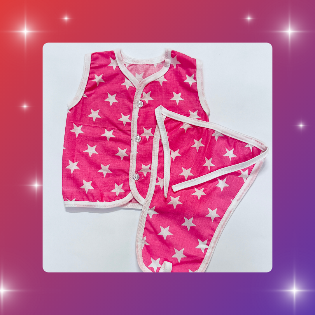 Soft Cotton Baby Vest & Nappy Combo – Pack of 3 (0–6 Months)