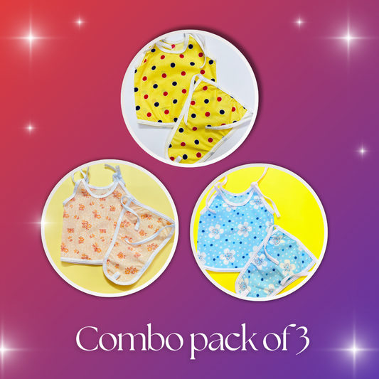 Baby Cotton Vest & Nappy Combo – Pack of 3 (0–3Months)