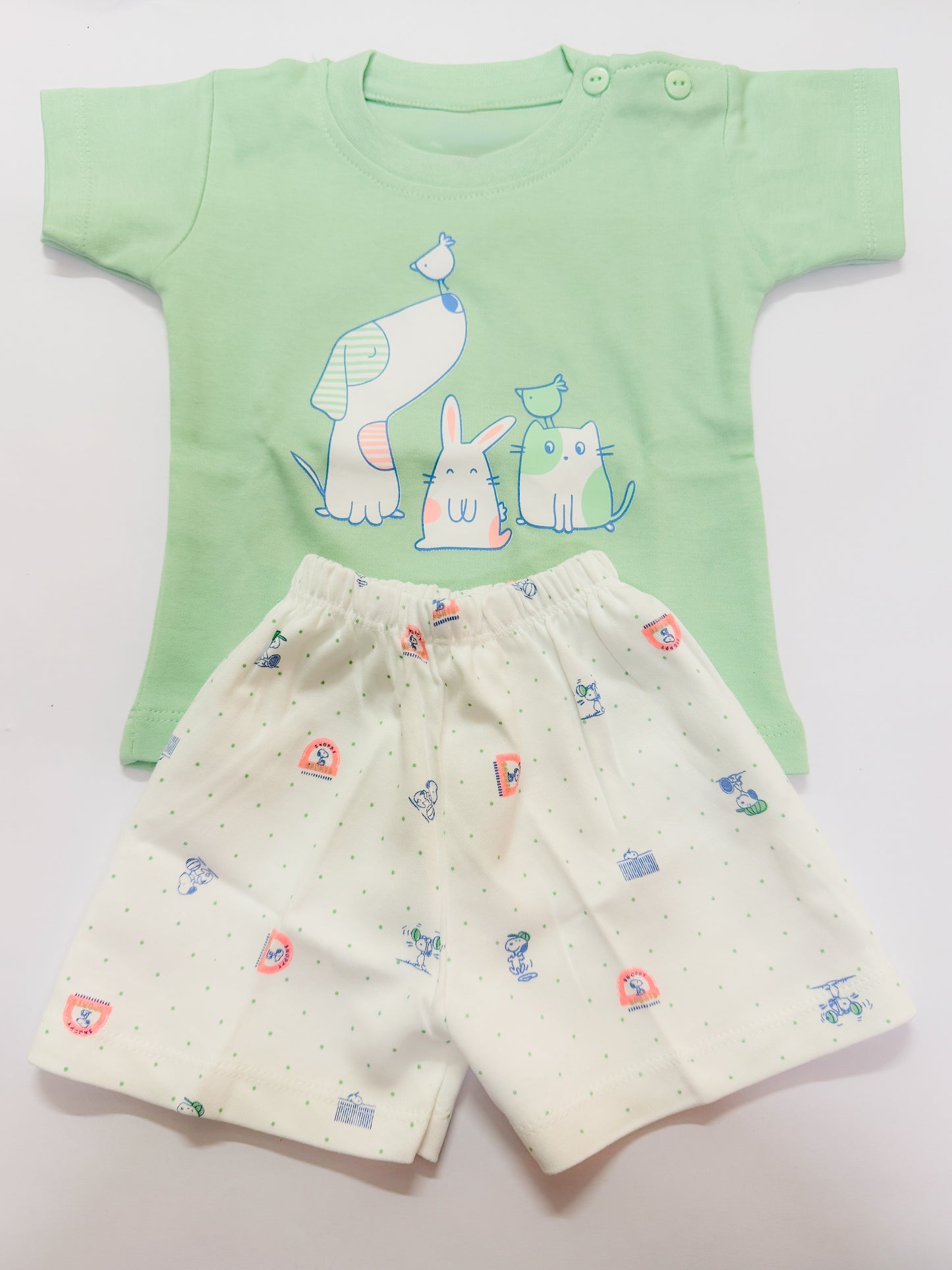 Tiny Trends Baby Unisex Animal Squad Printed T-Shirt & Shorts Set –  S, L, XL