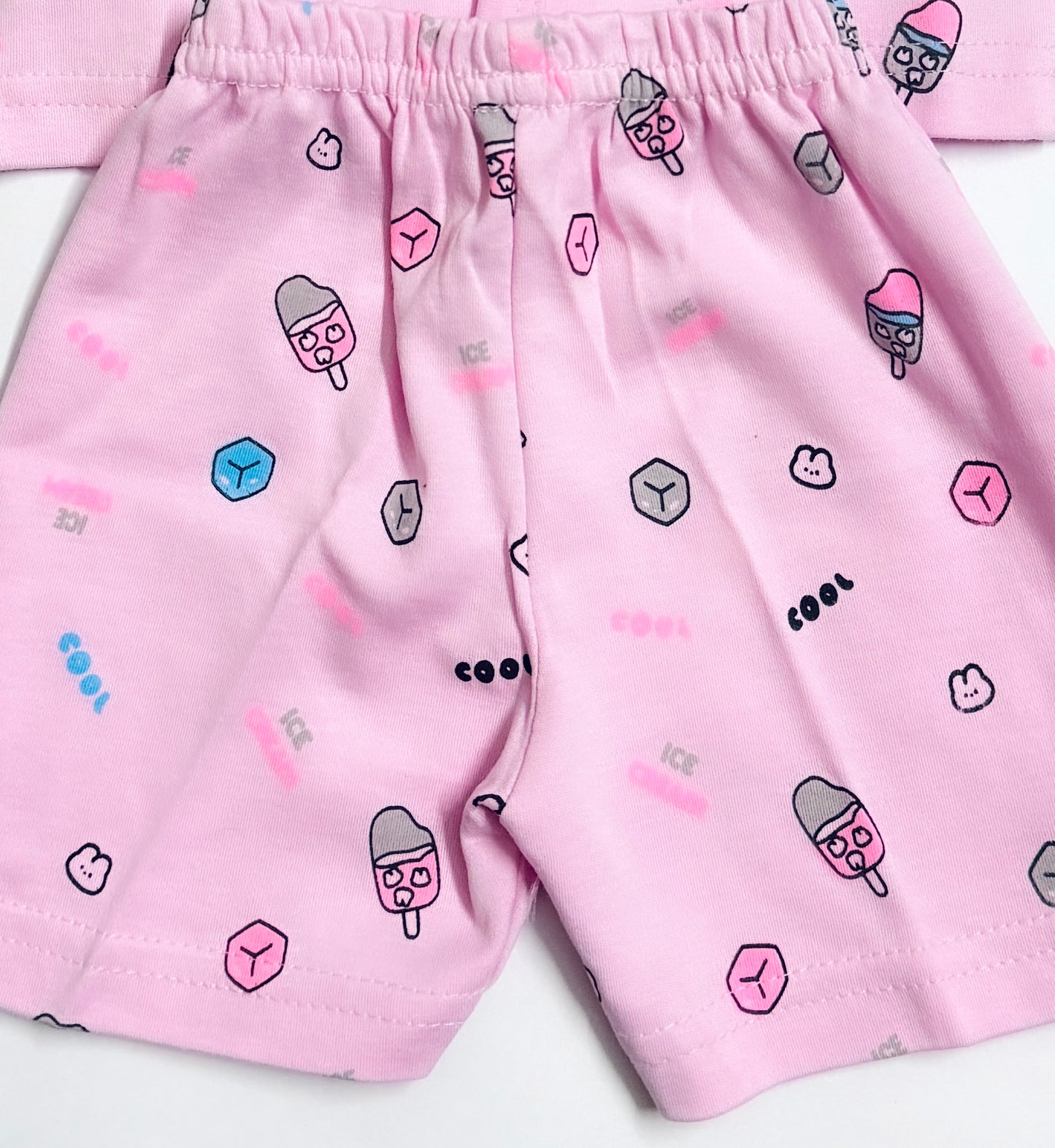 Tiny Trends Baby Girls Ice Cream Print Pink Night Suit Set – Size L (12-18 Months)
