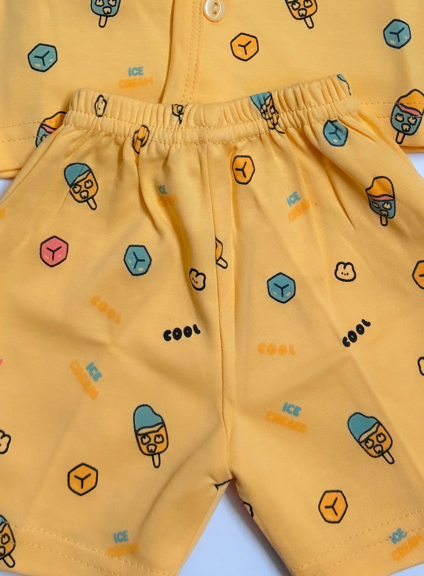 Baby Boys Summer Set – Ice Cream Print in Yellow – Size M (6-12 Months)