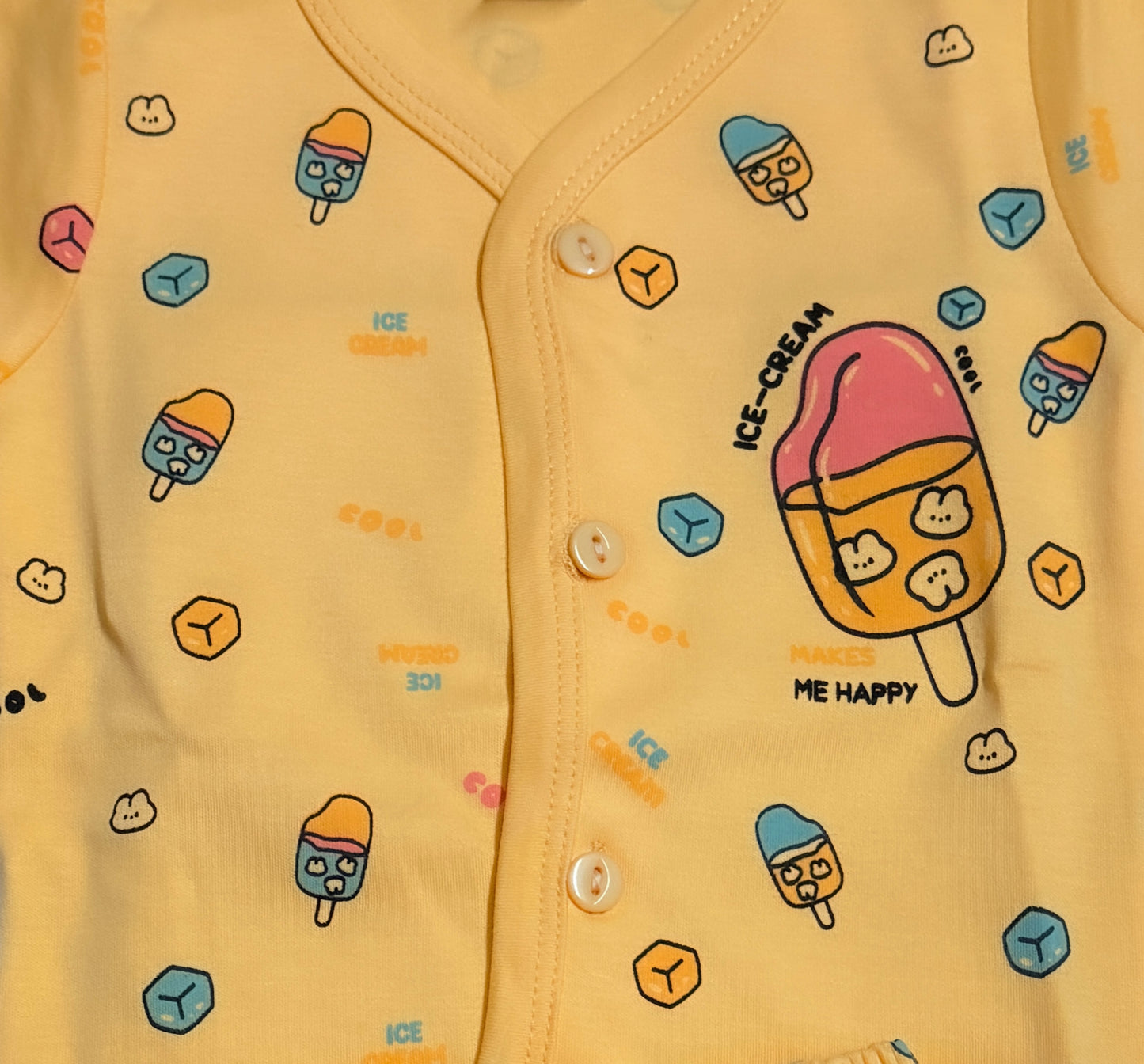 Baby Boys Summer Set – Ice Cream Print in Yellow – Size M (6-12 Months)