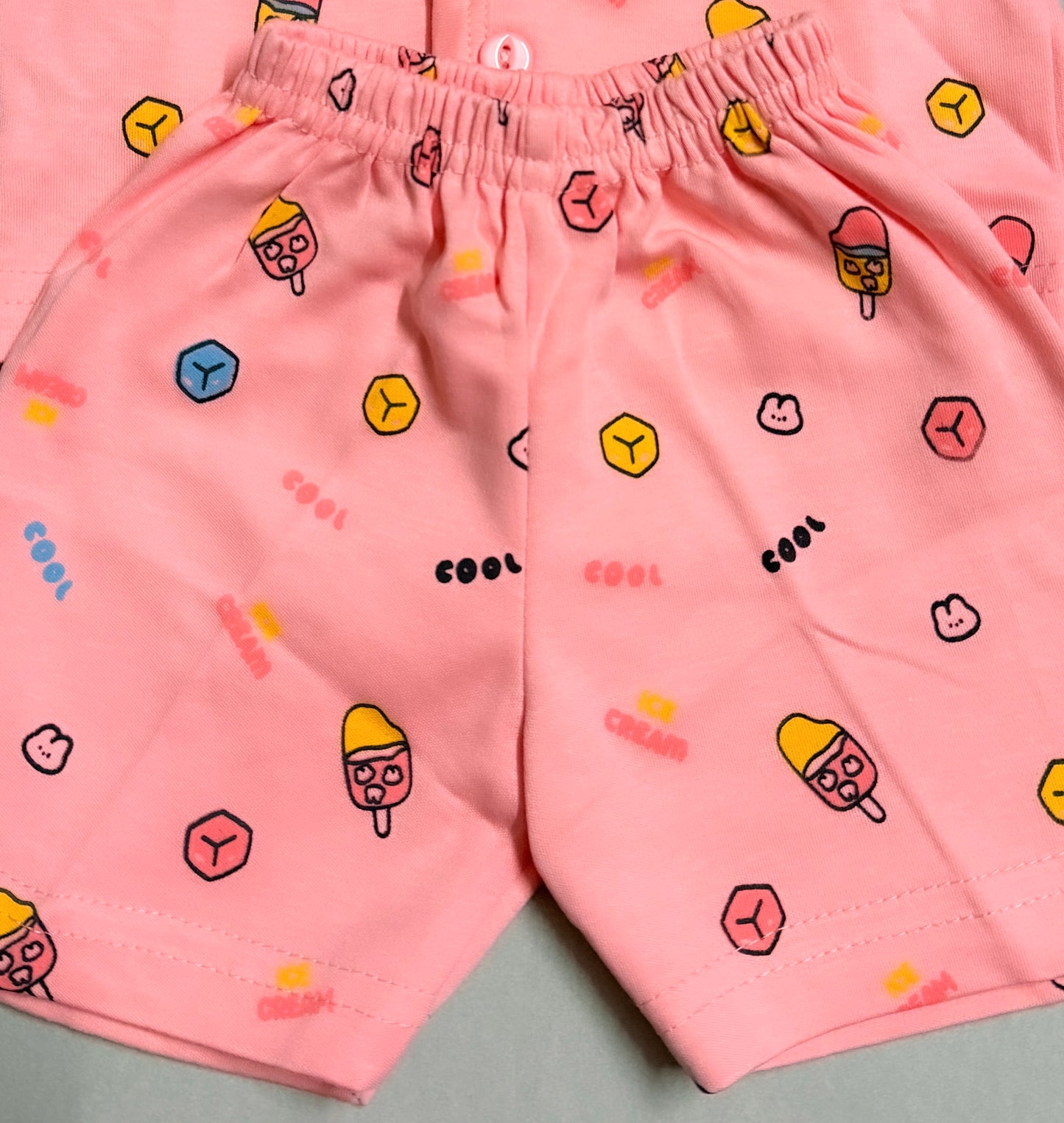 Strawberry Pink Baby Co-ord Set – Ice Cream Print Delight (Size: 3-6 Months)