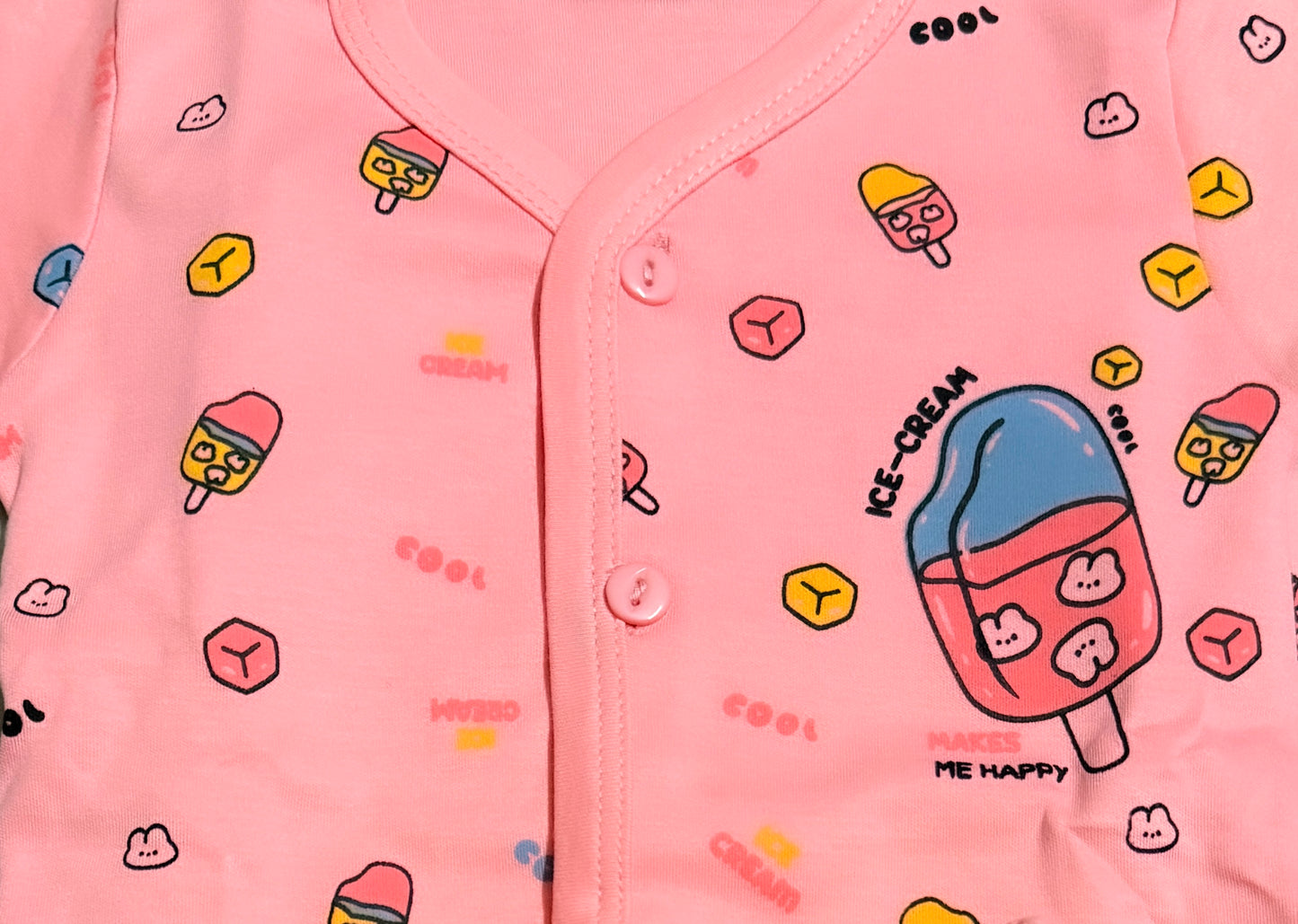 Strawberry Pink Baby Co-ord Set – Ice Cream Print Delight (Size: 3-6 Months)