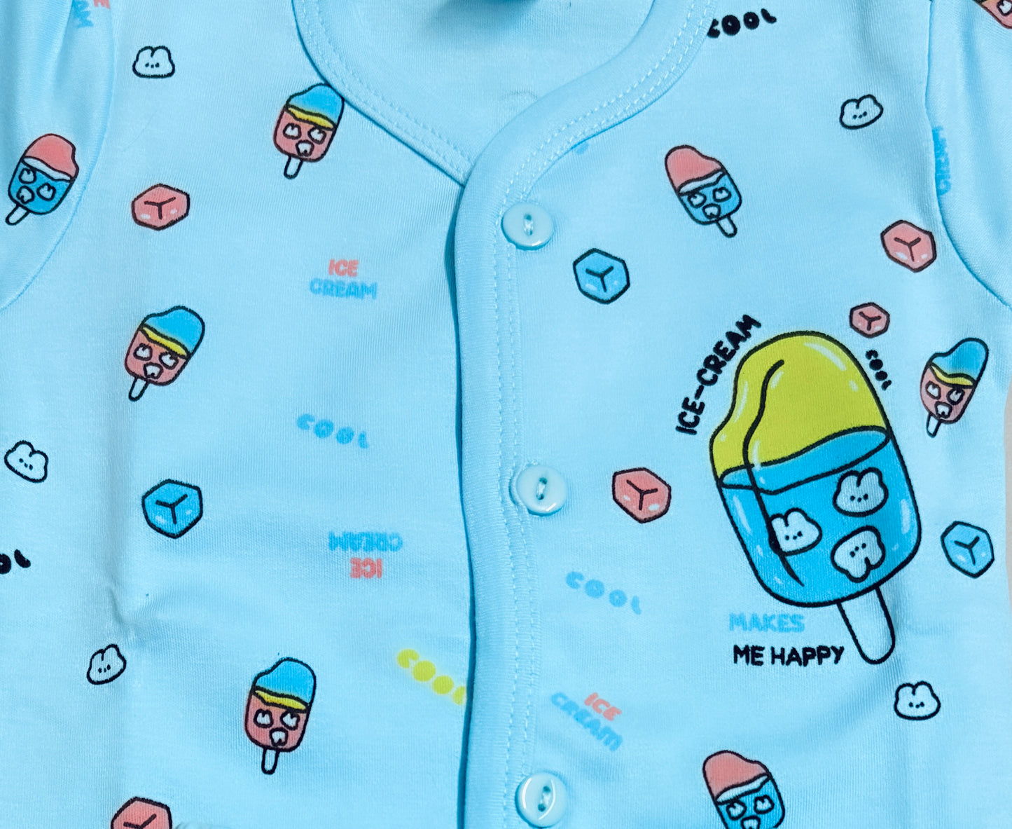 Tiny Trends Baby Ice Cream Print Blue Night Suit Set – Size L (12-18 Months)