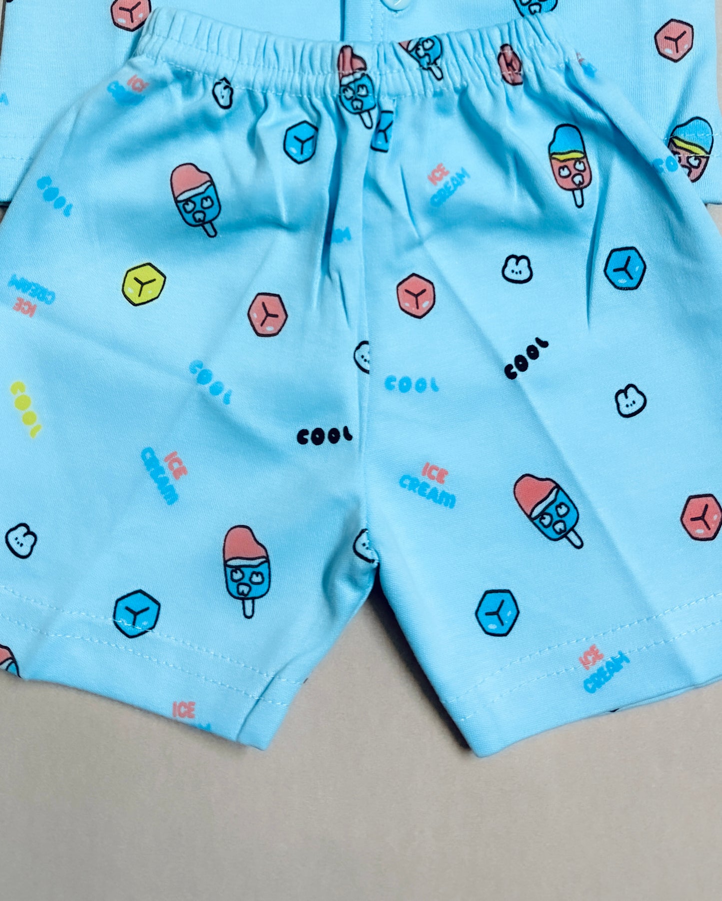Tiny Trends Baby Ice Cream Print Blue Night Suit Set – Size L (12-18 Months)