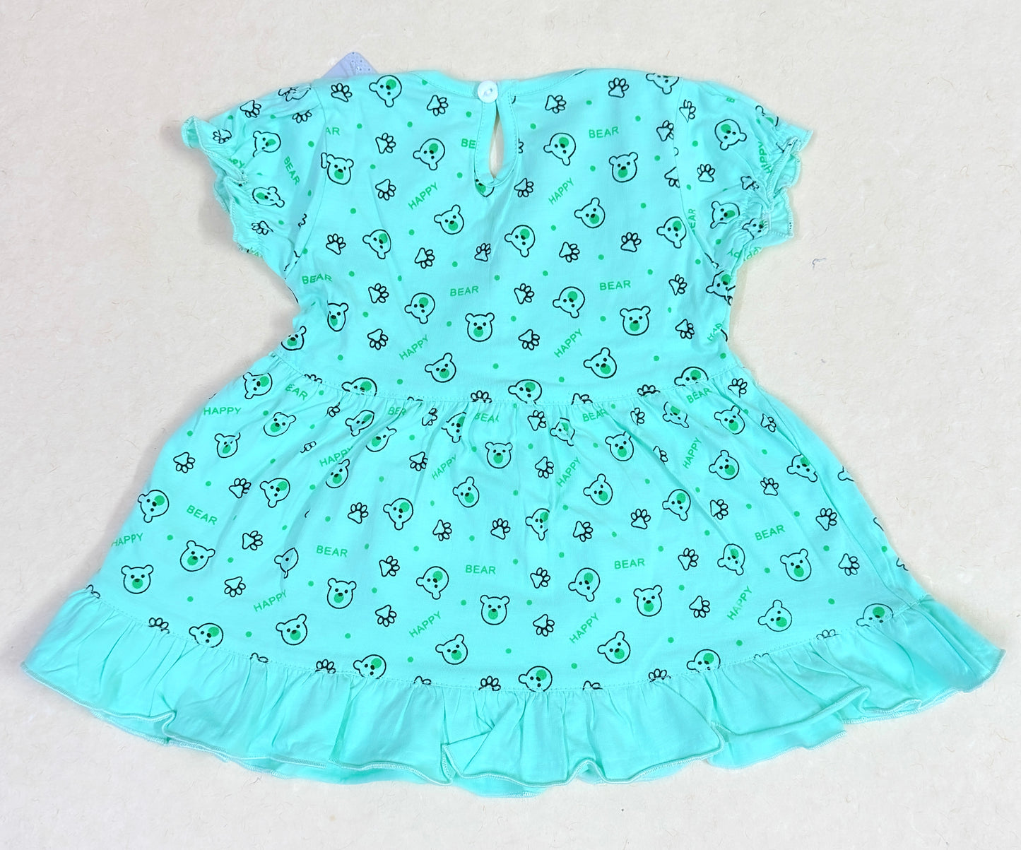Aqua Blue Baby Girl Frock with Matching Bloomers – Size L (9–12 Months)
