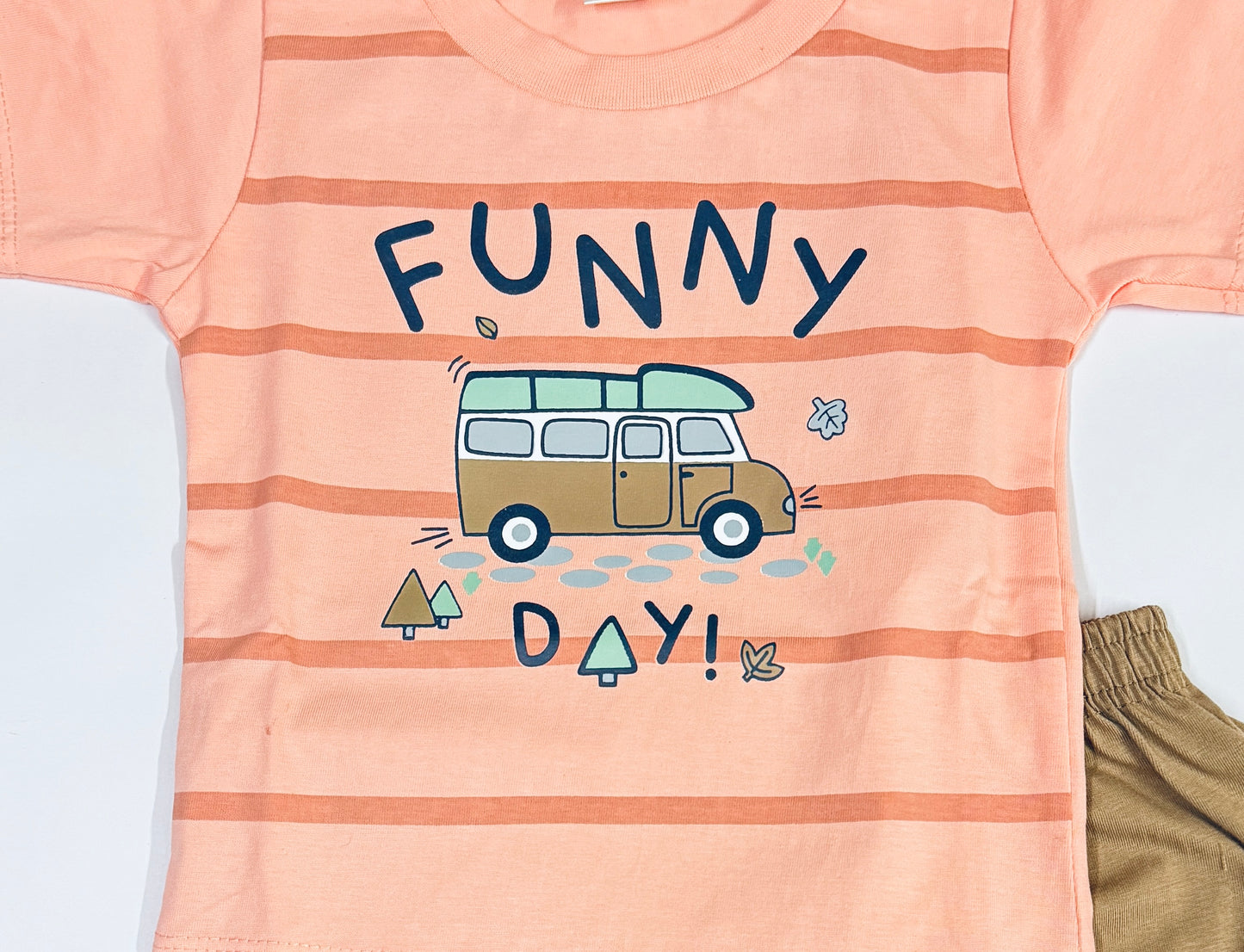 Baby Boys' Cotton Co-ord Set – "Funny Day" T-Shirt & Shorts (Size M: 6–12 Months)
