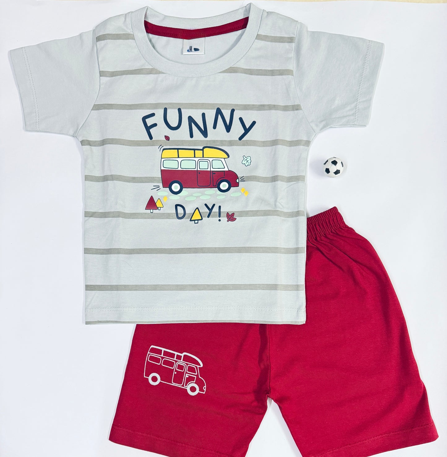 Tiny Trends Baby Boys “Funny Day” T-Shirt & Shorts Set – Size L (12-18 Months)