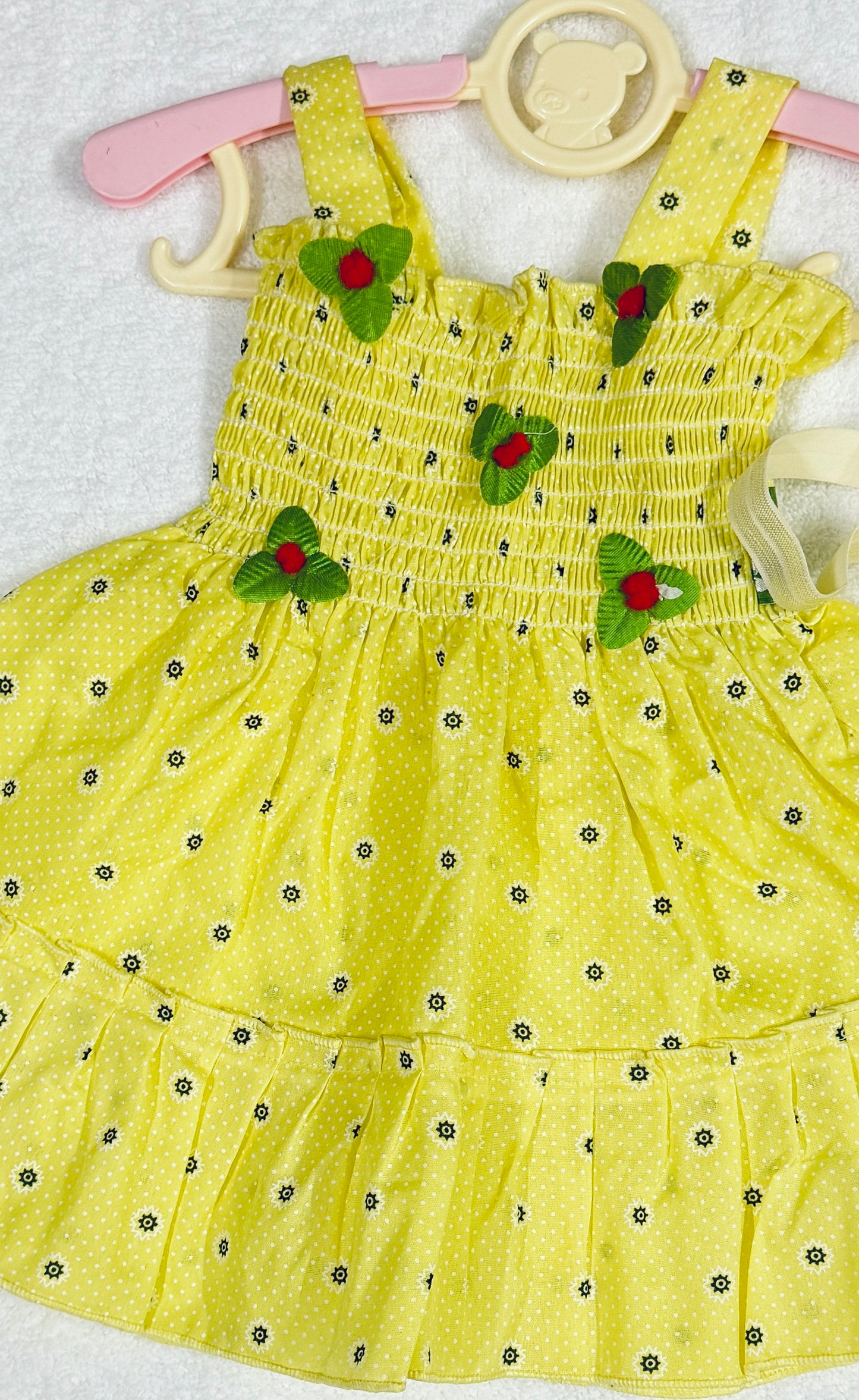 Combo Pack – 3 Baby Girl Dresses (Pink, Blue, Yellow)