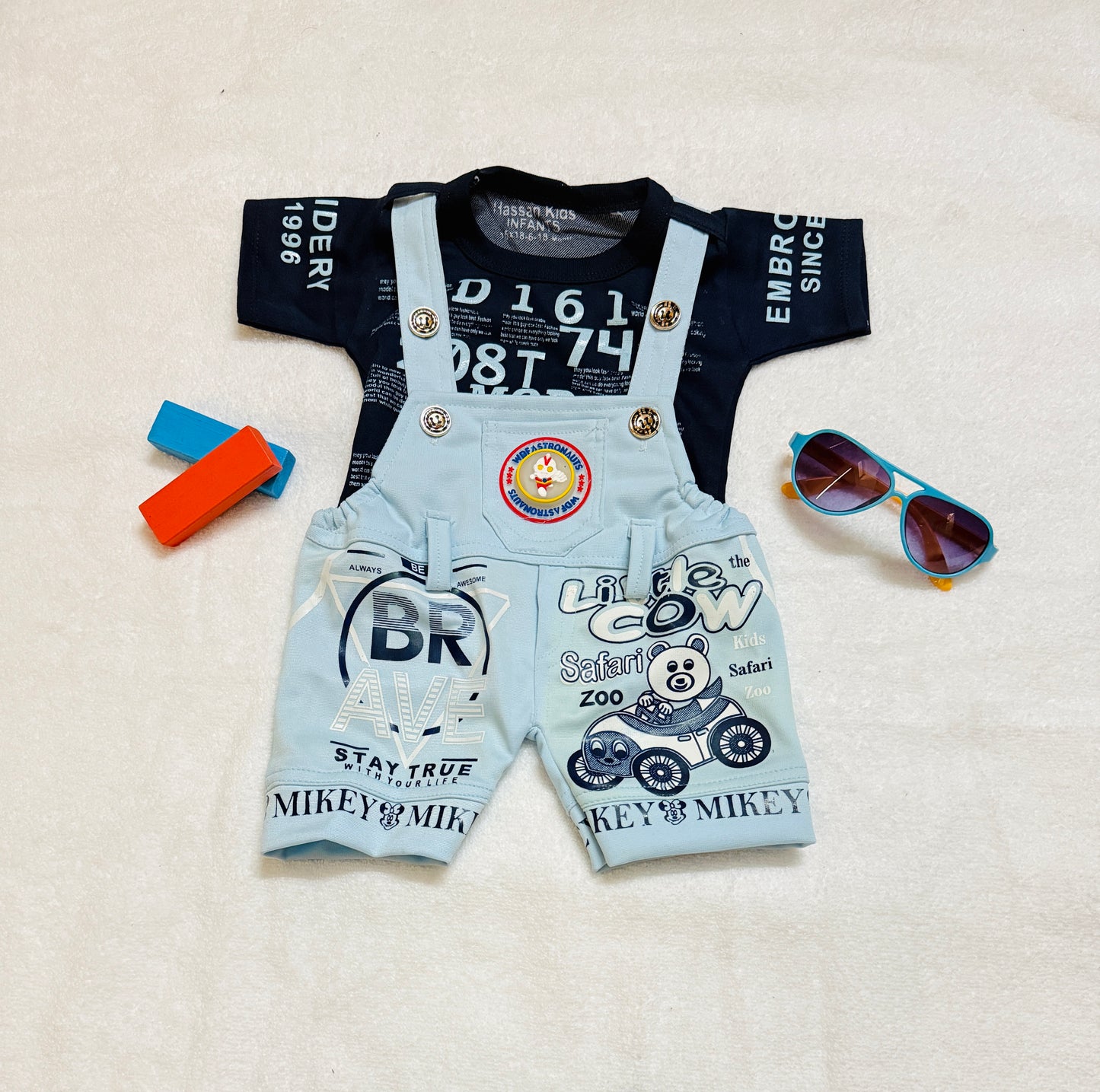 Baby Boy/Girl Little Cow Print Dungree Set