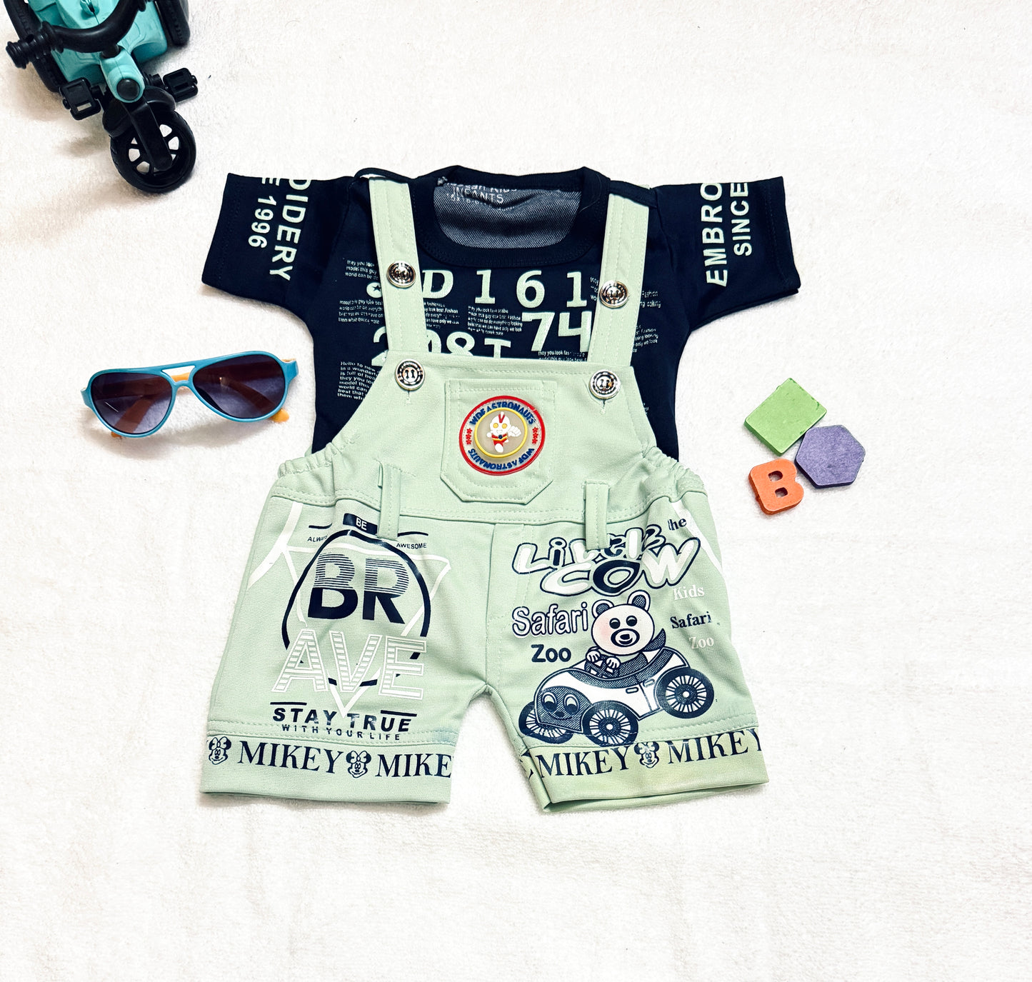 Baby Boy/Girl Little Cow Print Dungree Set