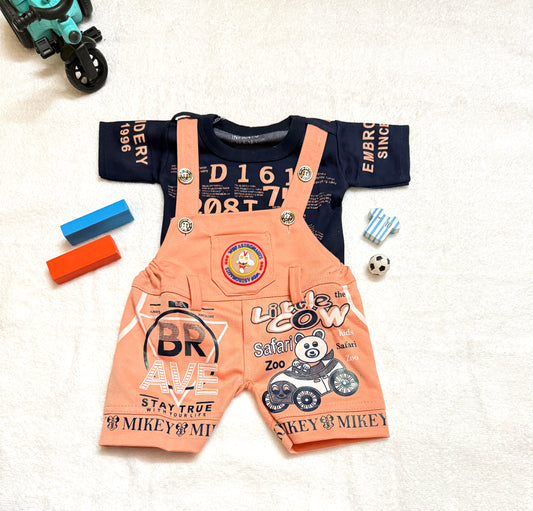 Baby Boy/Girl Little Cow Print Dungree Set