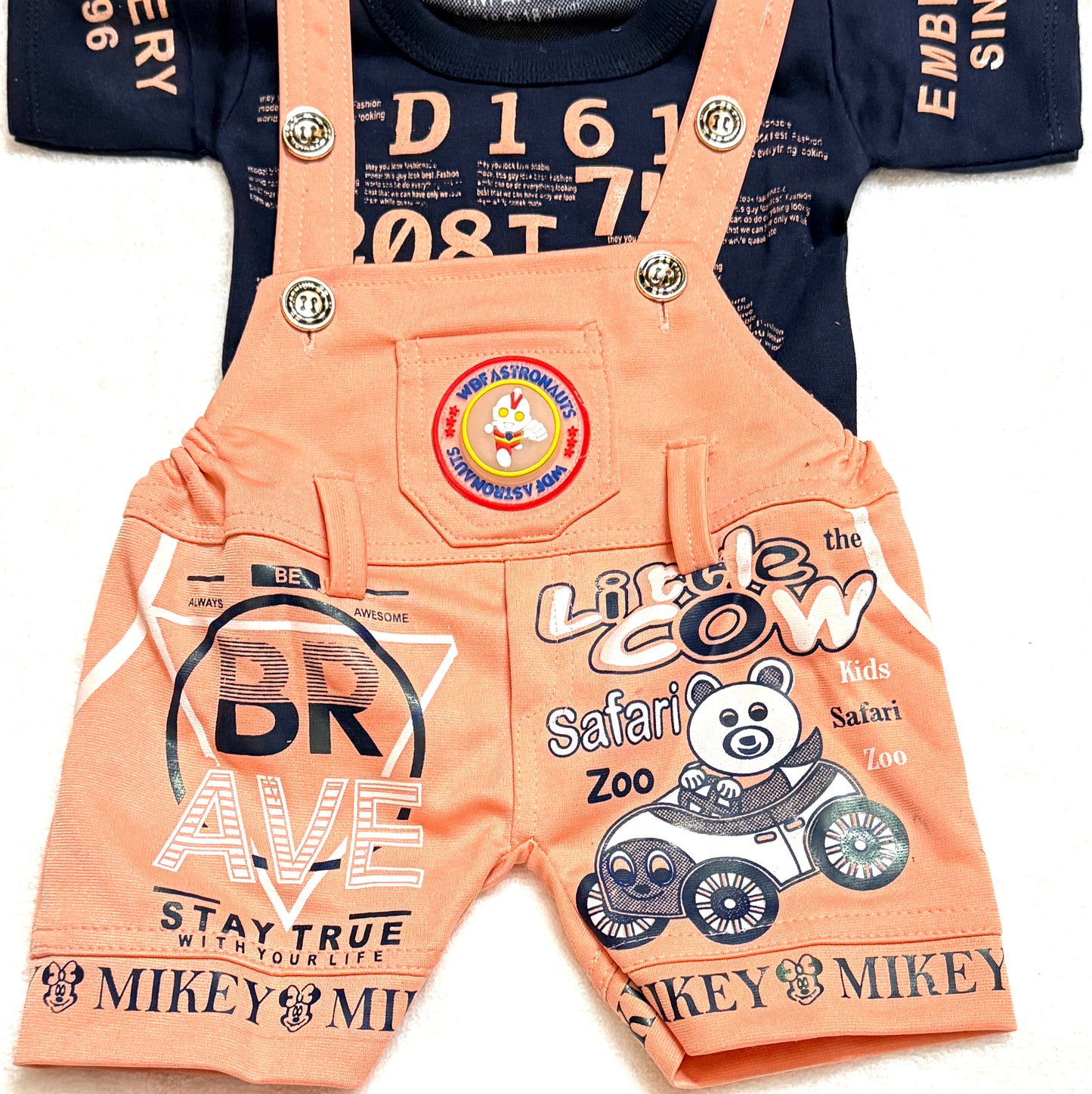 Baby Boy/Girl Little Cow Print Dungree Set