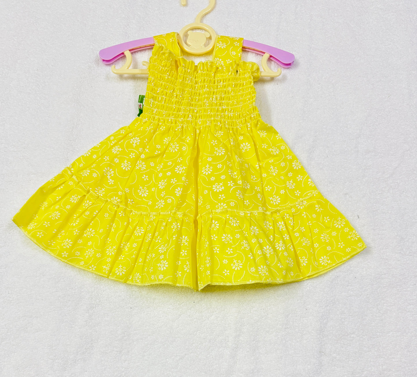 Combo Pack – 3 Baby Girl Dresses (orange, yellow, green)