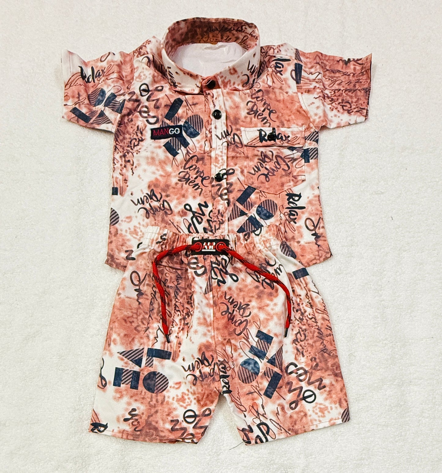 Stylish Printed Baby Co-ord Set (Shirt + Shorts) –  6–12 Months
