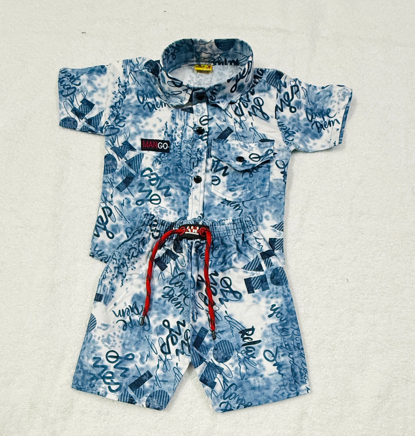 Stylish Printed Baby Co-ord Set (Shirt + Shorts) –  6–12 Months
