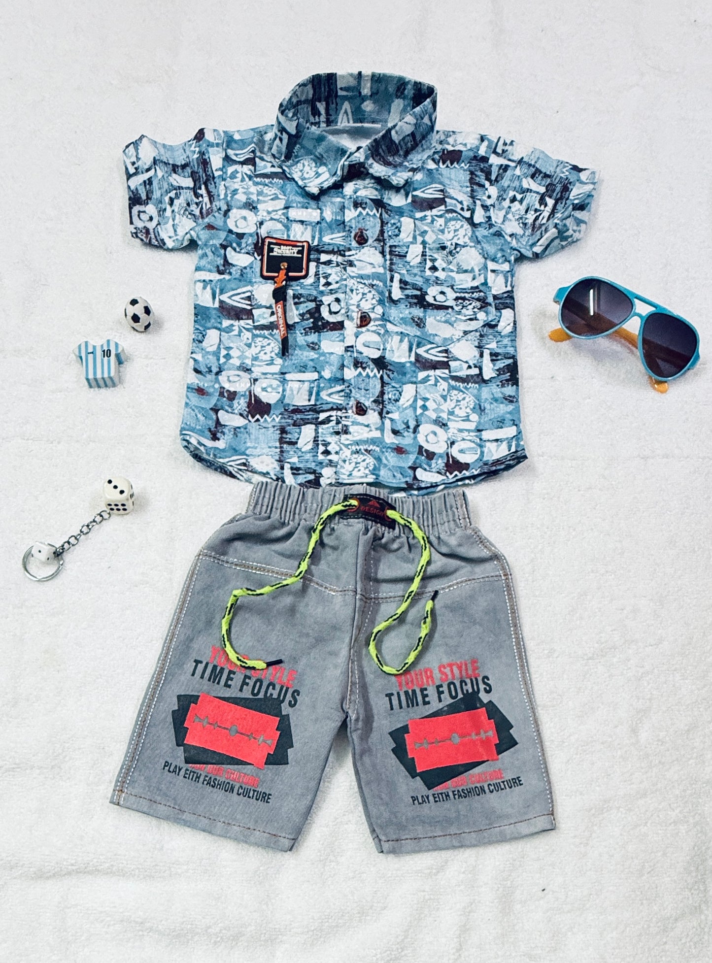 "Boys' Casual Shirt & Shorts Set