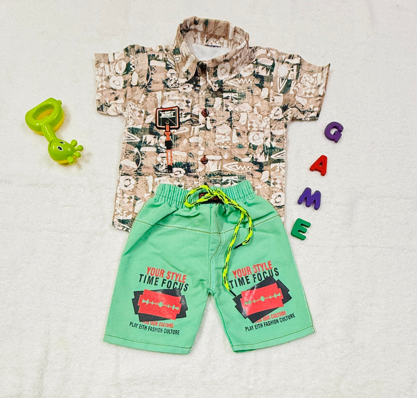 "Boys' Casual Shirt & Shorts Set