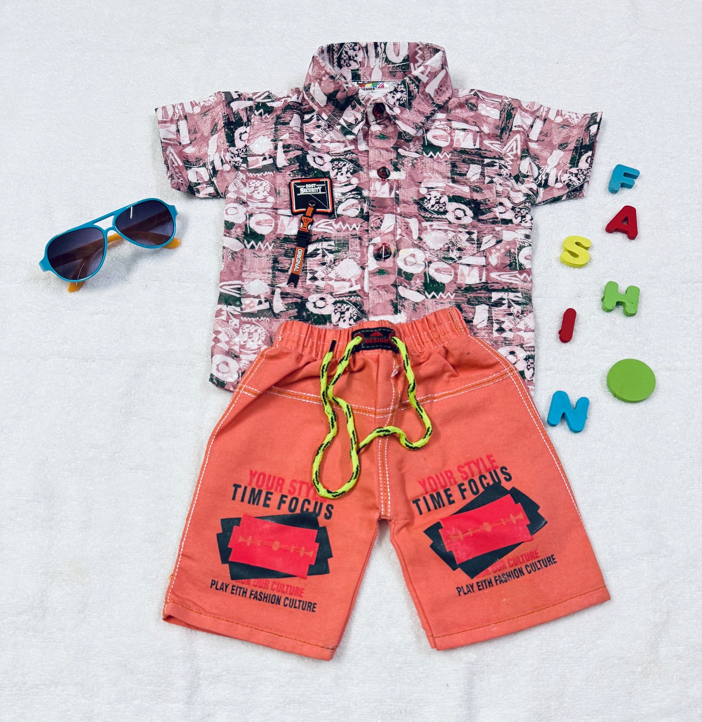 "Boys' Casual Shirt & Shorts Set