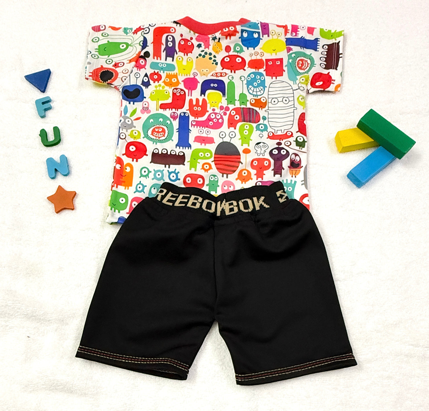 Baby Boy Printed T-Shirt & Shorts Set – Monster Fun Theme