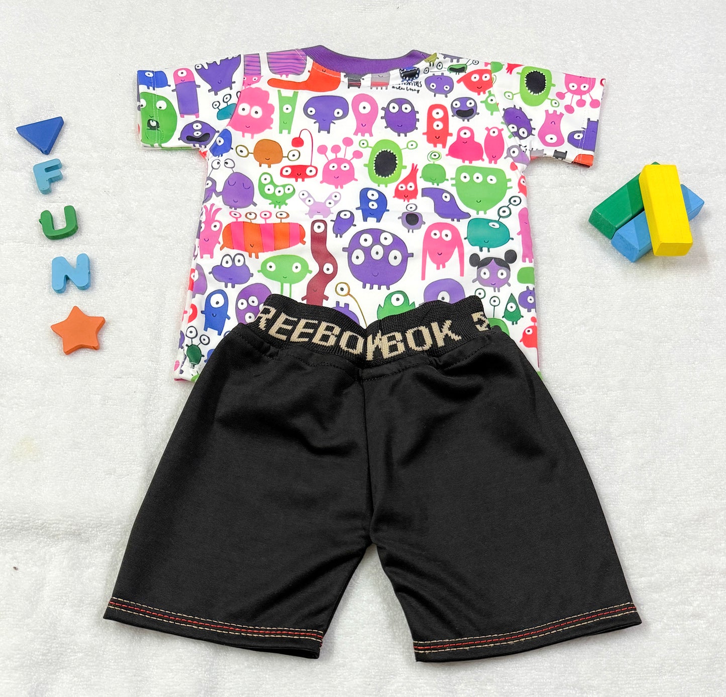 Baby Boy Printed T-Shirt & Shorts Set – Monster Fun Theme