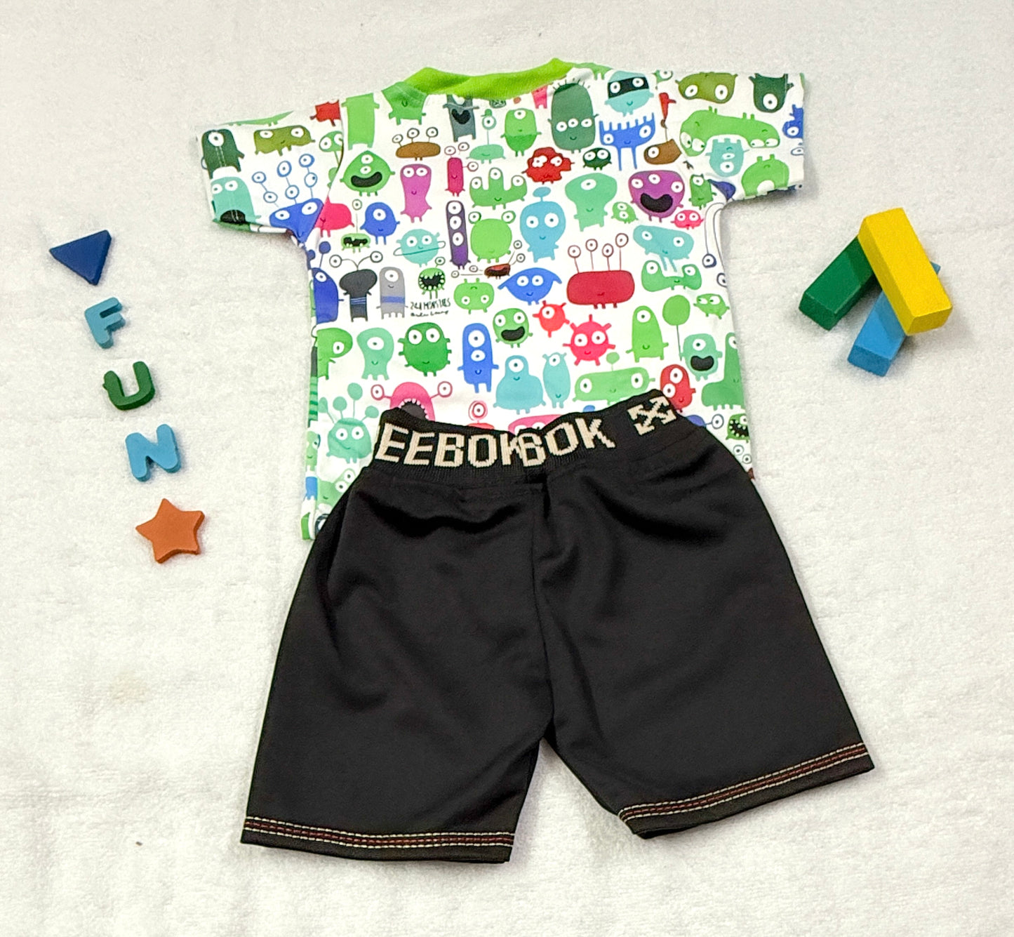 Baby Boy Printed T-Shirt & Shorts Set – Monster Fun Theme