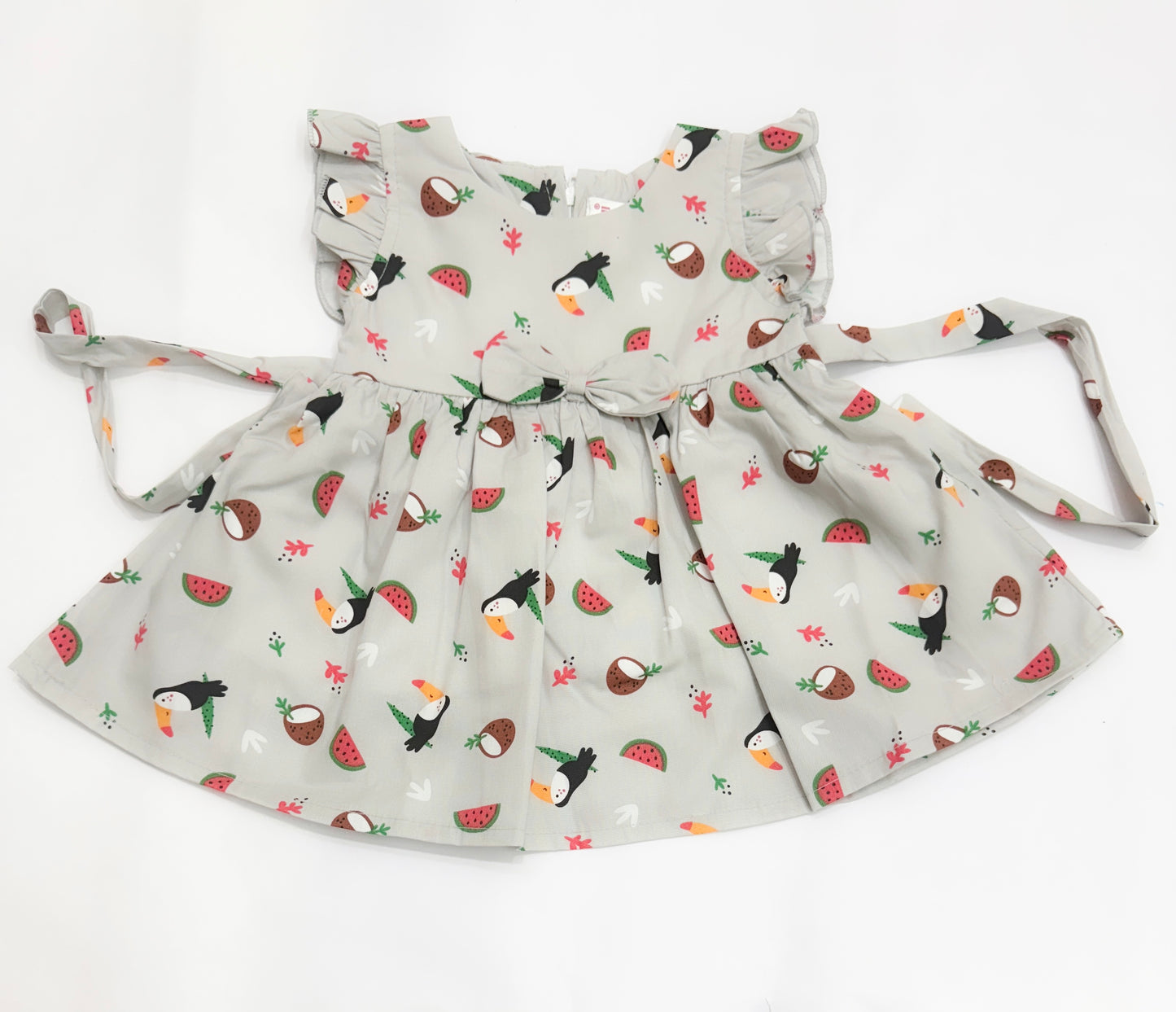 MINIHUG-  FRUIT PRINTED GREY FROCK DRESS