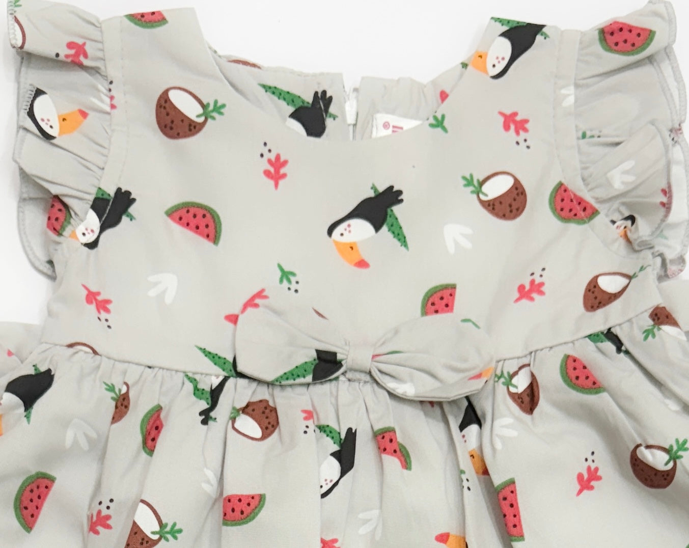 MINIHUG-  FRUIT PRINTED GREY FROCK DRESS